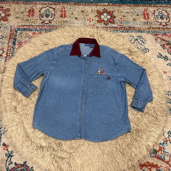 Vintage Disney Winnie the Pooh embroidered denim shirt size XL - Picture 1 of 6